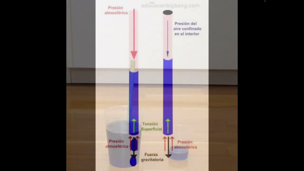 ¿Por qué el agua de la pajita no cae?